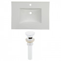 American Imaginations AI-24033 30.75-in. W 1 Hole Ceramic Top Set In White Color - Overflow Drain Incl.