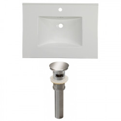 American Imaginations AI-24034 30.75-in. W 1 Hole Ceramic Top Set In White Color - Overflow Drain Incl.