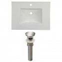 American Imaginations AI-24034 30.75-in. W 1 Hole Ceramic Top Set In White Color - Overflow Drain Incl.