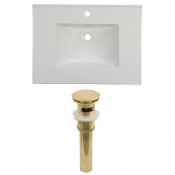 American Imaginations AI-24037 30.75-in. W 1 Hole Ceramic Top Set In White Color - Overflow Drain Incl.