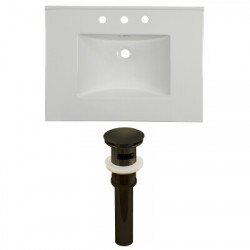 American Imaginations AI-24054 30.75-in. W 3H8-in. Ceramic Top Set In White Color - Overflow Drain Incl.