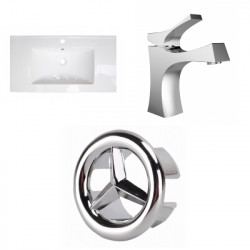 American Imaginations AI-24101 32-in. W 1 Hole Ceramic Top Set In White Color - CUPC Faucet Incl.