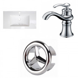 American Imaginations AI-24102 32-in. W 1 Hole Ceramic Top Set In White Color - CUPC Faucet Incl.