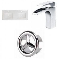 American Imaginations AI-24143 48-in. W 1 Hole Ceramic Top Set In White Color - CUPC Faucet Incl.