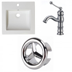 American Imaginations AI-24197 21.5-in. W 1 Hole Ceramic Top Set In White Color - CUPC Faucet Incl.