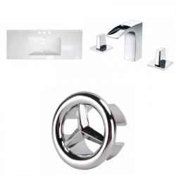 American Imaginations AI-24227 39.75-in. W 3H8-in. Ceramic Top Set In White Color - CUPC Faucet Incl.