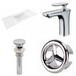American Imaginations AI-24255 48-in. W 1 Hole Ceramic Top Set In White Color - CUPC Faucet Incl. - Overflow Drain Incl.