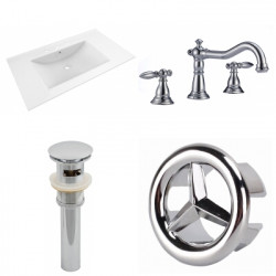 American Imaginations AI-24262 35.5-in. W 3H8-in. Ceramic Top Set In White Color - CUPC Faucet Incl. - Overflow Drain Incl.