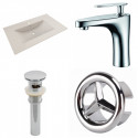 American Imaginations AI-24266 35.5-in. W 1 Hole Ceramic Top Set In Biscuit Color - CUPC Faucet Incl. - Overflow Drain Incl.