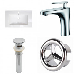 American Imaginations AI-24278 23.75-in. W 1 Hole Ceramic Top Set In White Color - CUPC Faucet Incl. - Overflow Drain Incl.