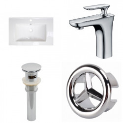 American Imaginations AI-24279 23.75-in. W 1 Hole Ceramic Top Set In White Color - CUPC Faucet Incl. - Overflow Drain Incl.
