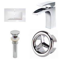 American Imaginations AI-24280 23.75-in. W 1 Hole Ceramic Top Set In White Color - CUPC Faucet Incl. - Overflow Drain Incl.
