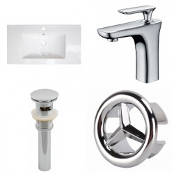 American Imaginations AI-24285 32-in. W 1 Hole Ceramic Top Set In White Color - CUPC Faucet Incl. - Overflow Drain Incl.