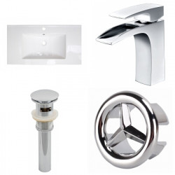 American Imaginations AI-24286 32-in. W 1 Hole Ceramic Top Set In White Color - CUPC Faucet Incl. - Overflow Drain Incl.