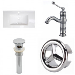 American Imaginations AI-24287 32-in. W 1 Hole Ceramic Top Set In White Color - CUPC Faucet Incl. - Overflow Drain Incl.