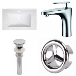 American Imaginations AI-24302 30-in. W 1 Hole Ceramic Top Set In White Color - CUPC Faucet Incl. - Overflow Drain Incl.
