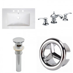 American Imaginations AI-24307 30-in. W 3H8-in. Ceramic Top Set In White Color - CUPC Faucet Incl. - Overflow Drain Incl.