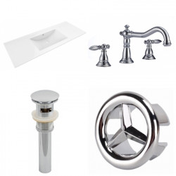 American Imaginations AI-24316 48-in. W 3H8-in. Ceramic Top Set In White Color - CUPC Faucet Incl. - Overflow Drain Incl.