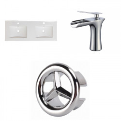 American Imaginations AI-24534 59-in. W 1 Hole Ceramic Top Set In White Color - CUPC Faucet Incl.