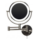 American Imaginations AI-20275 20.83-in. W Round Brass-LED Wall Mount Magnifying Mirror In Brushed Nickel Color