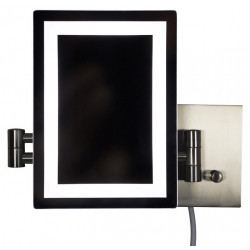 American Imaginations AI-20276 17.44-in. W Rectangle Brass-LED Wall Mount Magnifying Mirror In Brushed Nickel Color