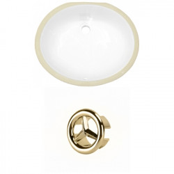 American Imaginations AI-20355 19.5-in. W CUPC Oval Undermount Sink Set In White - Gold Hardware