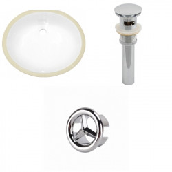 American Imaginations AI-20381 19.5-in. W CUPC Oval Undermount Sink Set In White - Chrome Hardware - Overflow Drain Incl.
