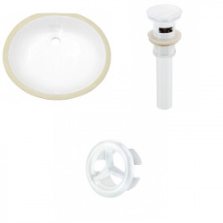 American Imaginations AI-20383 19.5-in. W CUPC Oval Undermount Sink Set In White - White Hardware - Overflow Drain Incl.