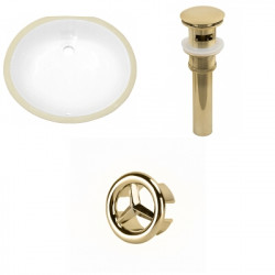 American Imaginations AI-20387 19.5-in. W CUPC Oval Undermount Sink Set In White - Gold Hardware - Overflow Drain Incl.