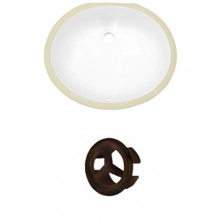 American Imaginations AI-20396 19.5-in. W Oval Undermount Sink Set In White - Oil Rubbed Bronze Hardware