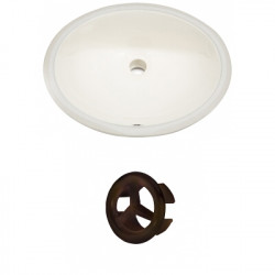 American Imaginations AI-20404 19.75-in. W Oval Undermount Sink Set In Biscuit - Oil Rubbed Bronze Hardware