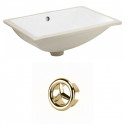 American Imaginations AI-20411 20.75-in. W Rectangle Undermount Sink Set In White - Gold Hardware