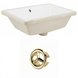 American Imaginations AI-20427 18.25-in. W Rectangle Undermount Sink Set In White - Gold Hardware