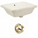 American Imaginations AI-20443 18.25-in. W Rectangle Undermount Sink Set In Biscuit - Gold Hardware