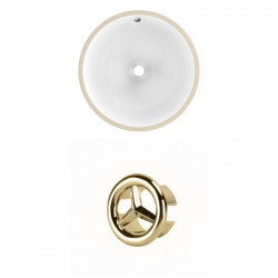 American Imaginations AI-20451 15.25-in. W Round Undermount Sink Set In White - Gold Hardware