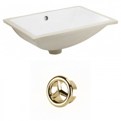 American Imaginations AI-20467 18.25-in. W CUPC Rectangle Undermount Sink Set In White - Gold Hardware
