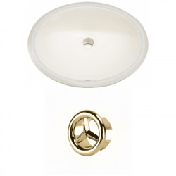 American Imaginations AI-20483 19.5-in. W CUPC Oval Undermount Sink Set In Biscuit - Gold Hardware