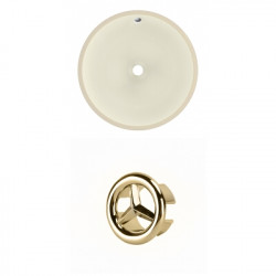 American Imaginations AI-20499 15.5-in. W CUPC Round Undermount Sink Set In Biscuit - Gold Hardware