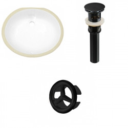 American Imaginations AI-20542 19.5-in. W Oval Undermount Sink Set In White - Black Hardware - Overflow Drain Incl.