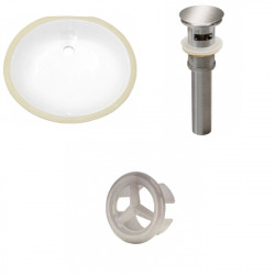 American Imaginations AI-20544 19.5-in. W Oval Undermount Sink Set In White - Brushed Nickel Hardware - Overflow Drain Incl.