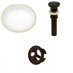 American Imaginations AI-20548 19.5-in. W Oval Undermount Sink Set In White - Oil Rubbed Bronze Hardware - Overflow Drain Incl.