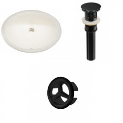 American Imaginations AI-20550 19.75-in. W Oval Undermount Sink Set In Biscuit - Black Hardware - Overflow Drain Incl.