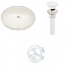 American Imaginations AI-20551 19.75-in. W Oval Undermount Sink Set In Biscuit - White Hardware - Overflow Drain Incl.
