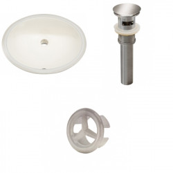American Imaginations AI-20552 19.75-in. W Oval Undermount Sink Set In Biscuit - Brushed Nickel Hardware - Overflow Drain Incl.