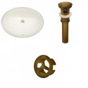 American Imaginations AI-20553 19.75-in. W Oval Undermount Sink Set In Biscuit - Antique Brass Hardware - Overflow Drain Incl.