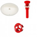 American Imaginations AI-20554 19.75-in. W Oval Undermount Sink Set In Biscuit - Red Hardware - Overflow Drain Incl.