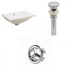 American Imaginations AI-20557 20.75-in. W Rectangle Undermount Sink Set In White - Chrome Hardware - Overflow Drain Incl.