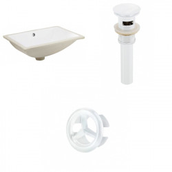 American Imaginations AI-20559 20.75-in. W Rectangle Undermount Sink Set In White - White Hardware - Overflow Drain Incl.