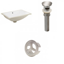 American Imaginations AI-20560 20.75-in. W Rectangle Undermount Sink Set In White - Brushed Nickel Hardware - Overflow Drain Incl.
