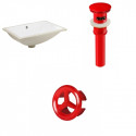 American Imaginations AI-20562 20.75-in. W Rectangle Undermount Sink Set In White - Red Hardware - Overflow Drain Incl.